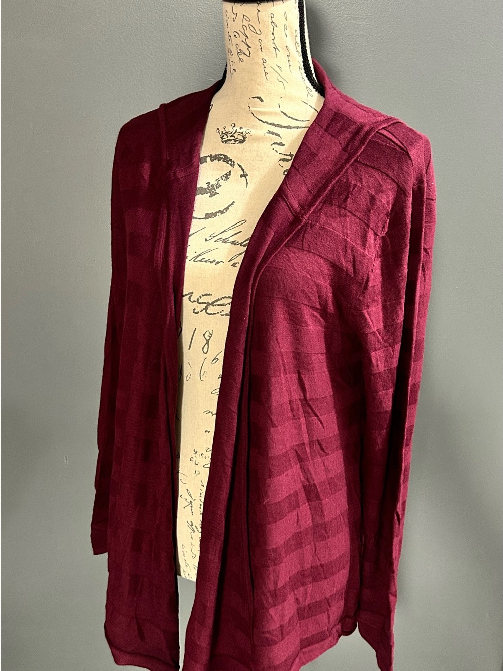 Women’s Open Front Burgundy Sweater Cardigan